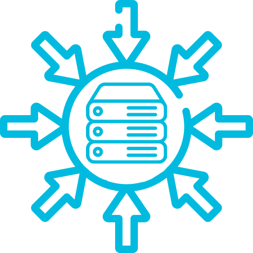 System integration icon with centralized server.