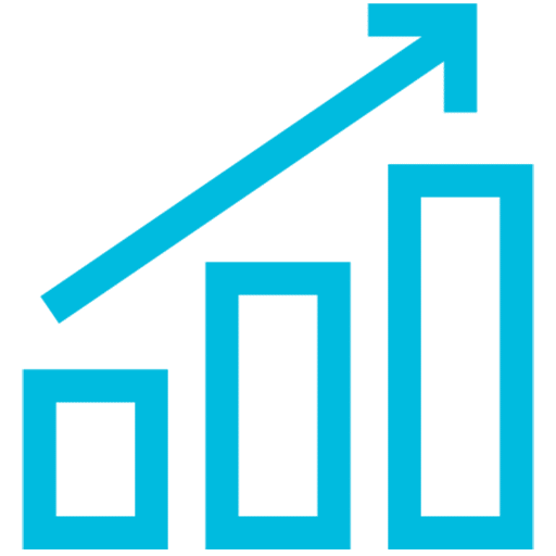 Blue icon showing steps and upward arrow.
